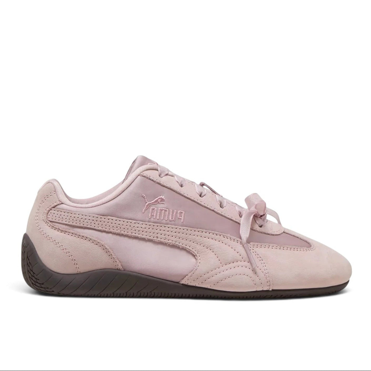 Bliss sneakers marka pudra pembesi saten ve süet detaylı, OrthoLite tabanlı şık Puma Mostro spor ayakkabı