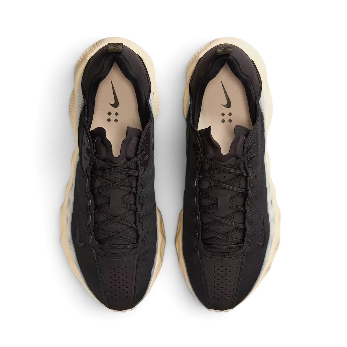 Bliss sneakers marka siyah renkli, bej geometrik tabanlı, nefes alabilen modern günlük spor ayakkabı