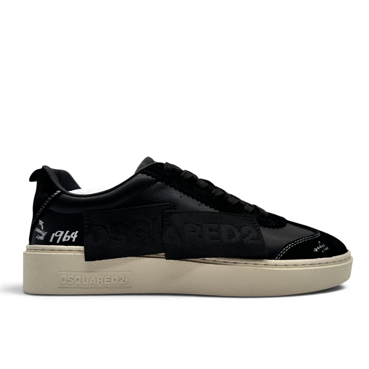 Bliss sneakers siyah deri ve süet detaylı, 1964 baskılı ve kalın tabanlı erkek günlük spor ayakkabı