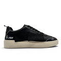Bliss sneakers siyah deri DSQUARED2 günlük spor ayakkabı, beyaz dikiş detaylı ve krem rengi kalın tabanlı tasarım.