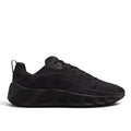 Bliss sneakers marka, geometrik orta taban detaylı, minimalist tasarıma sahip tamamen siyah günlük spor ayakkabı.