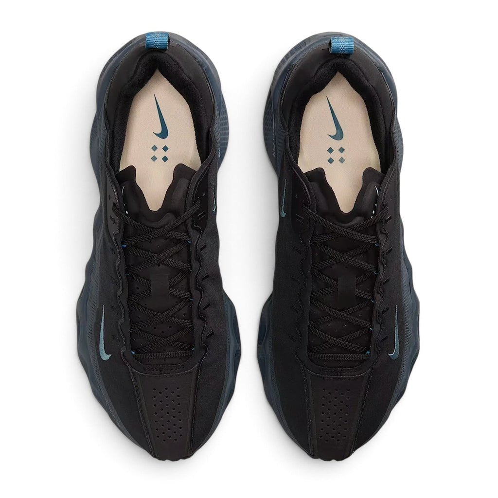 Bliss sneakers marka siyah renkli, turkuaz detaylı, nefes alabilen üst yüzeye sahip modern günlük spor ayakkabı.