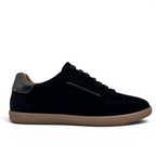 Bliss sneakers Zegna black suede low-top sneaker with a gum rubber sole and black leather heel tab