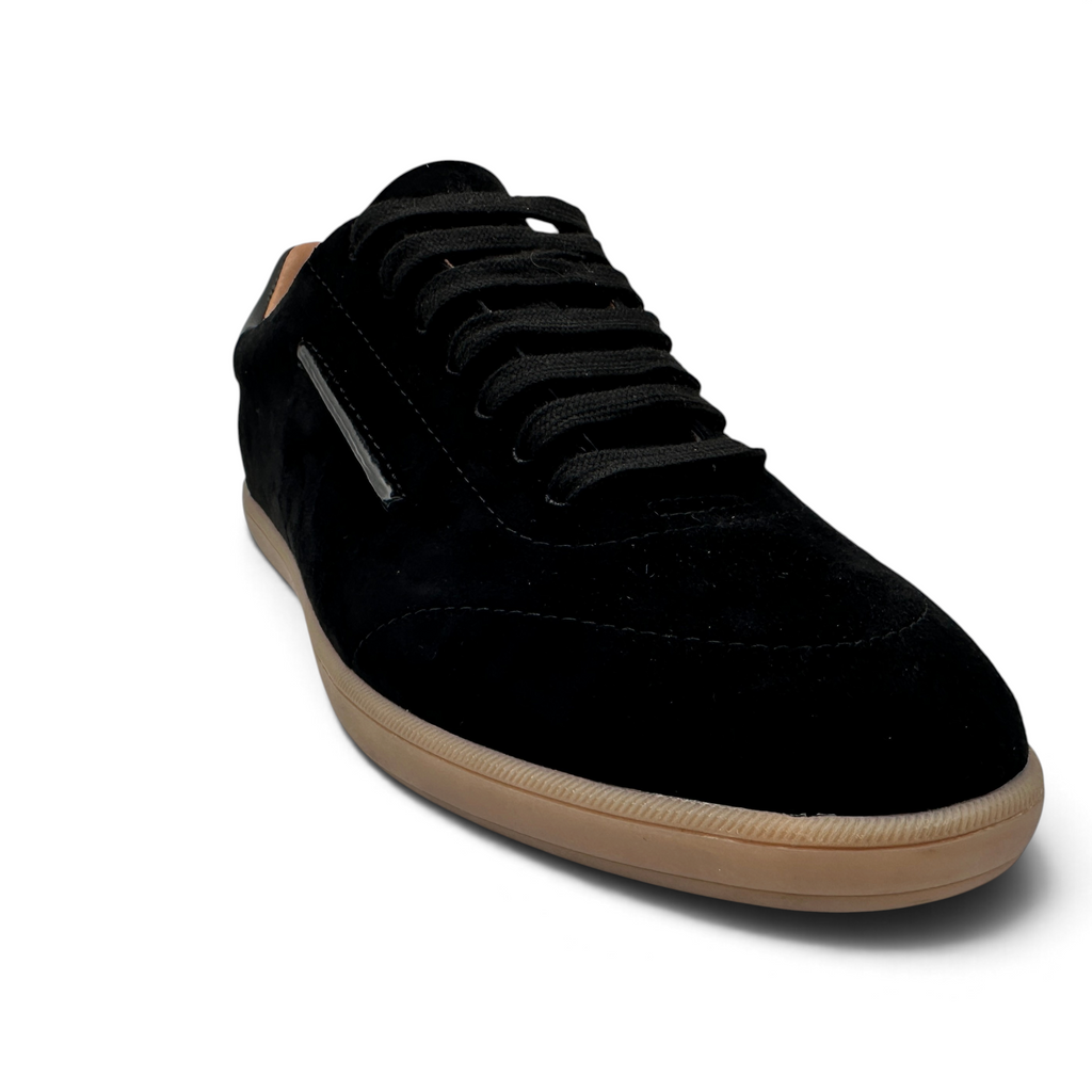 Bliss sneakers Zegna black suede low-top sneaker with black laces and a gum rubber sole