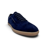 Bliss sneakers Zegna Blue suede low-top sneaker with dark blue laces and a gum rubber sole