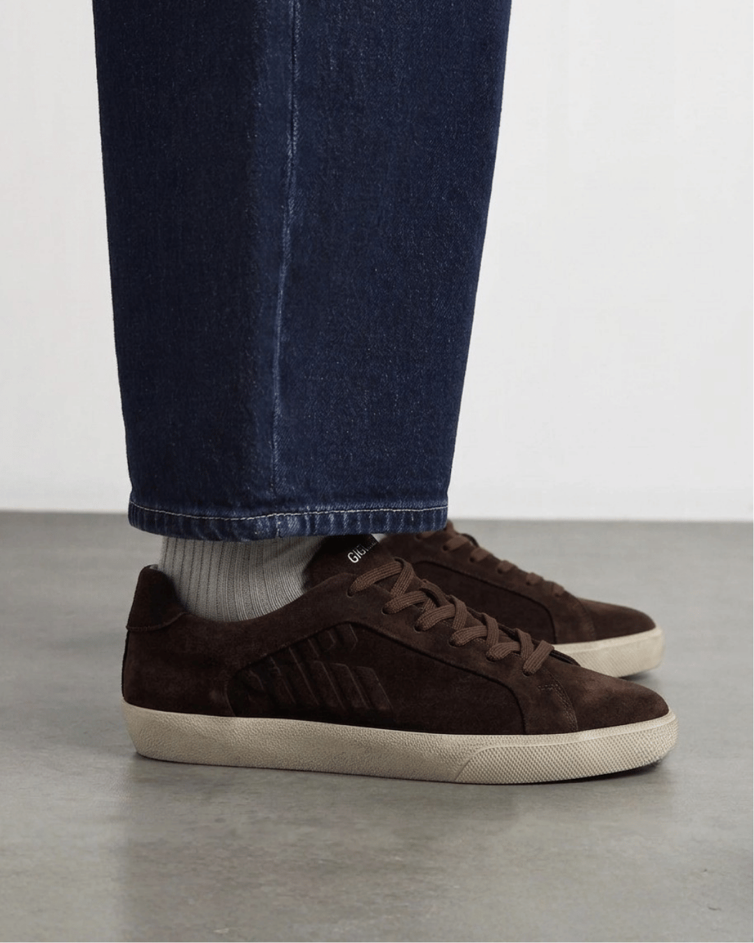 Giorgio Armani Suede Brown Sneakers – Natural Leather Look