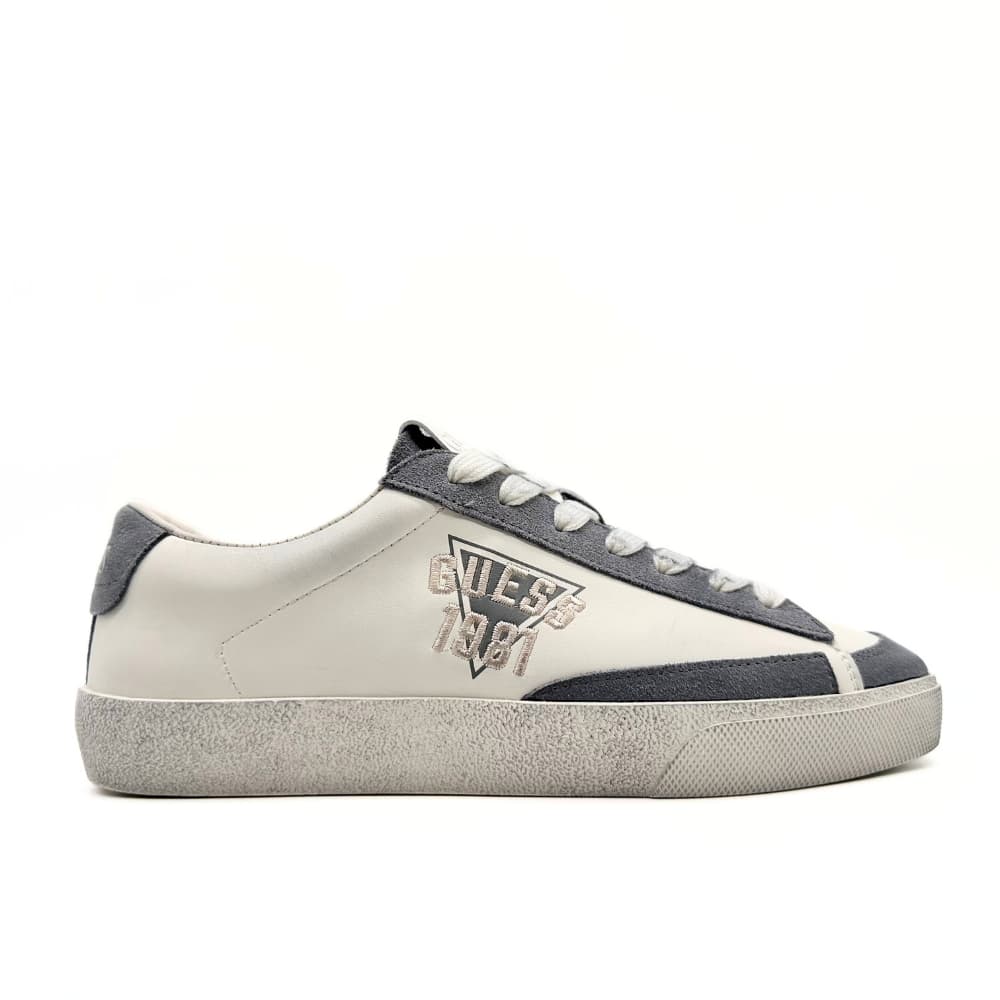 Guess White Natural Leather Low-Top Sneaker