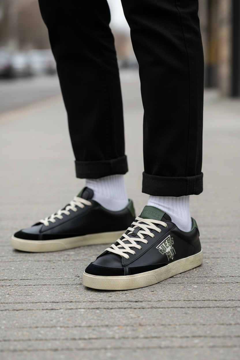 Man wearing sneakers - close-up focus